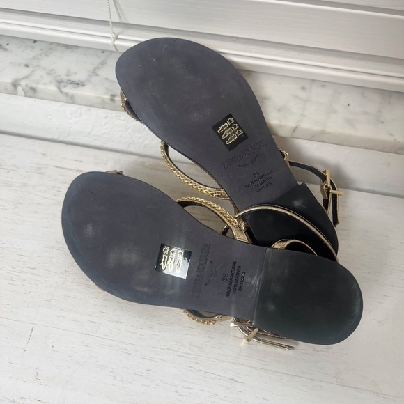 NEW Zadig & Voltaire Gold Leather Sandals - Picture 6 of 7
